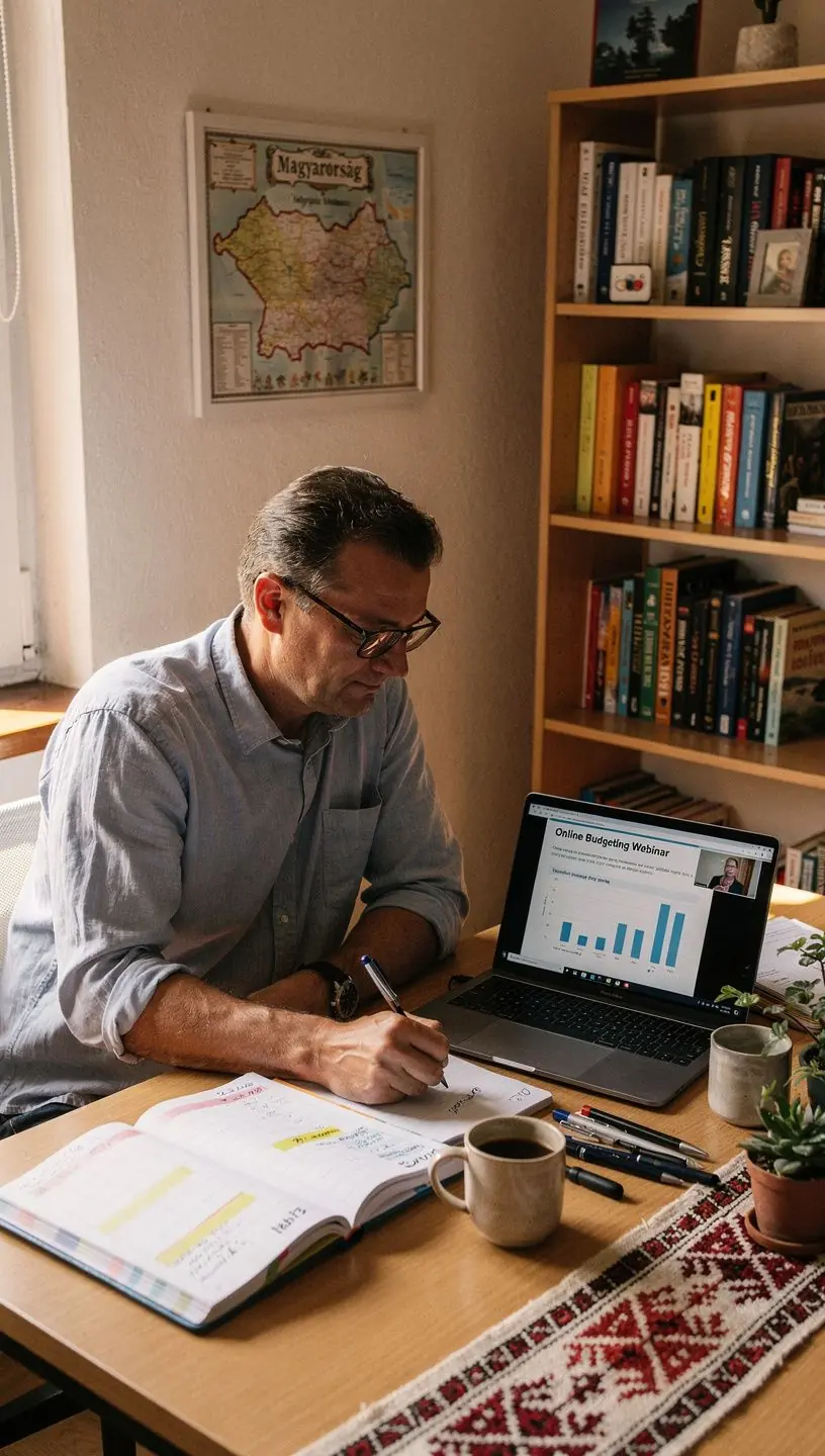 Kézben tartott megtakarítási napló, amely segít követni a pénzügyi szokásokat és fejleszteni a takarékosságot lépésről lépésre.